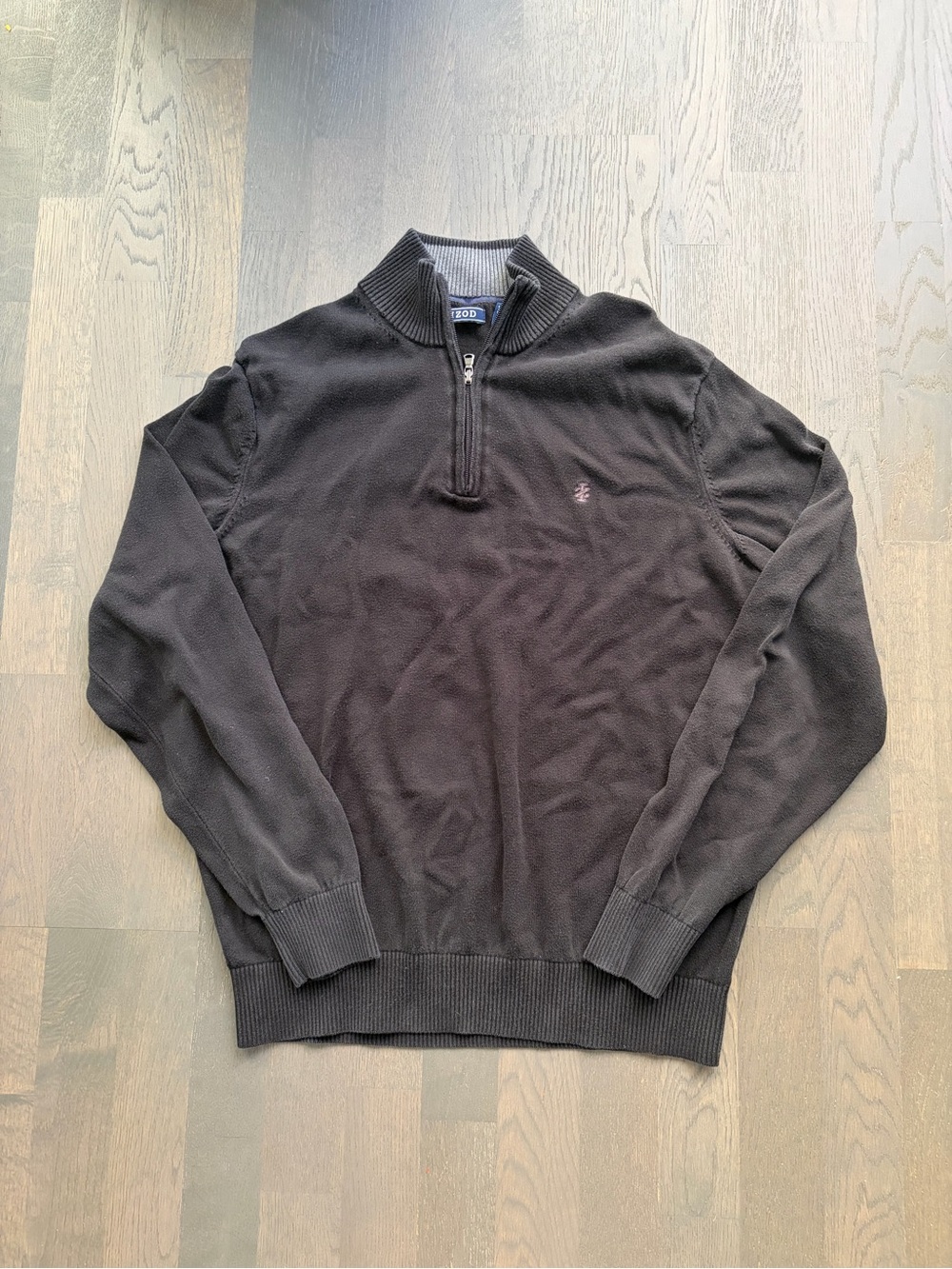 Vintage iZod knit black and grey quarter zip sweater